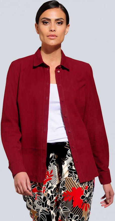 alba moda Leren blouse van echt leer Roest