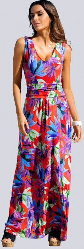 alba moda Strandjurk met drapering Oranje