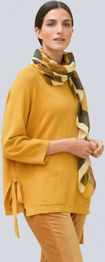alba moda Trui met bandjes opzij te knopen Mosterdgeel