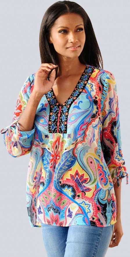 alba moda Tuniek met versierde hals Blauw