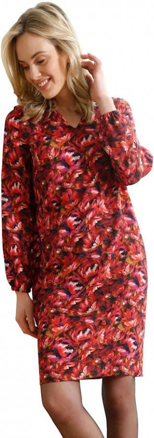 AMY VERMONT Jurk met bloemenpatroon rondom Rood/Zwart/Wit