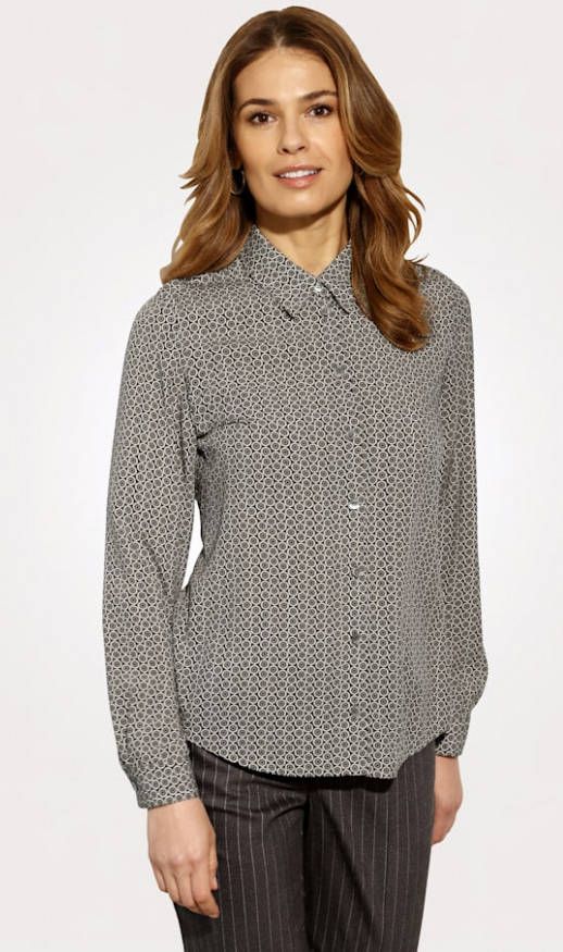 MONA Blouse in subtiele kleuren Grijs/Zwart