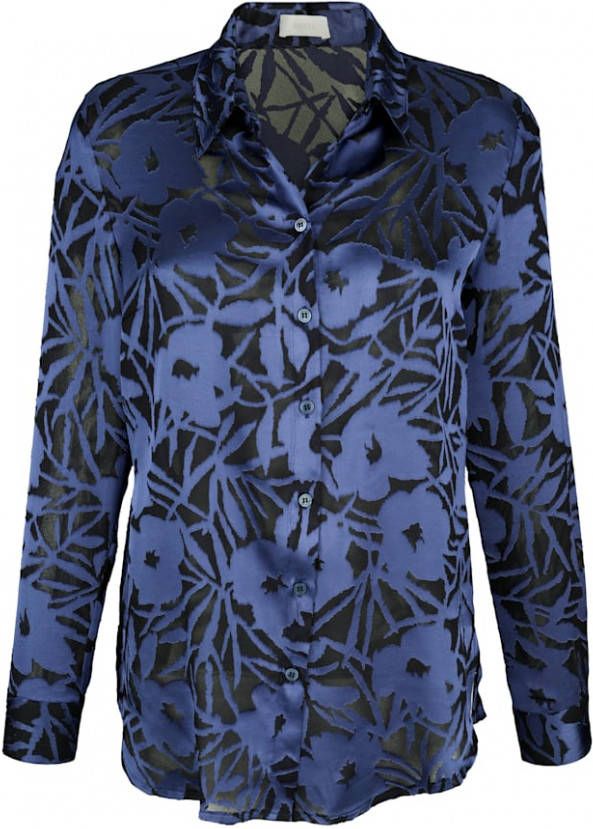 MONA Blouse van trendy ausbrennermateriaal Royal blue/Zwart