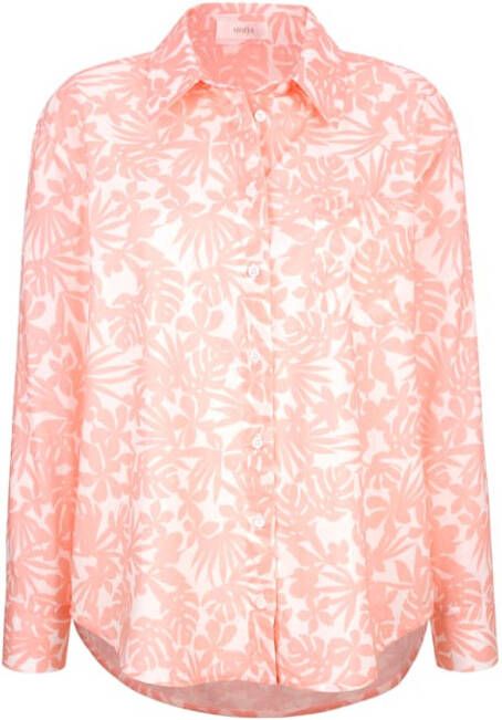 MONA Blouse van zuiver katoen Apricot/Wit