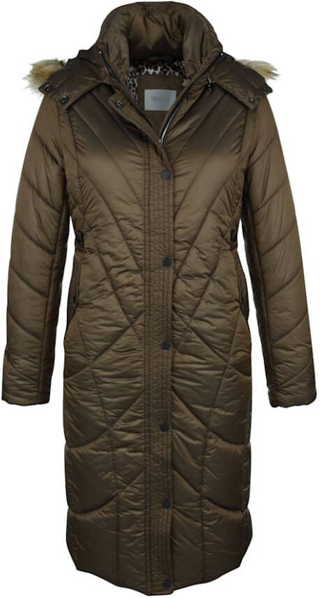 MONA Gewatteerde jas met flatterende stiksels Kastanjebruin