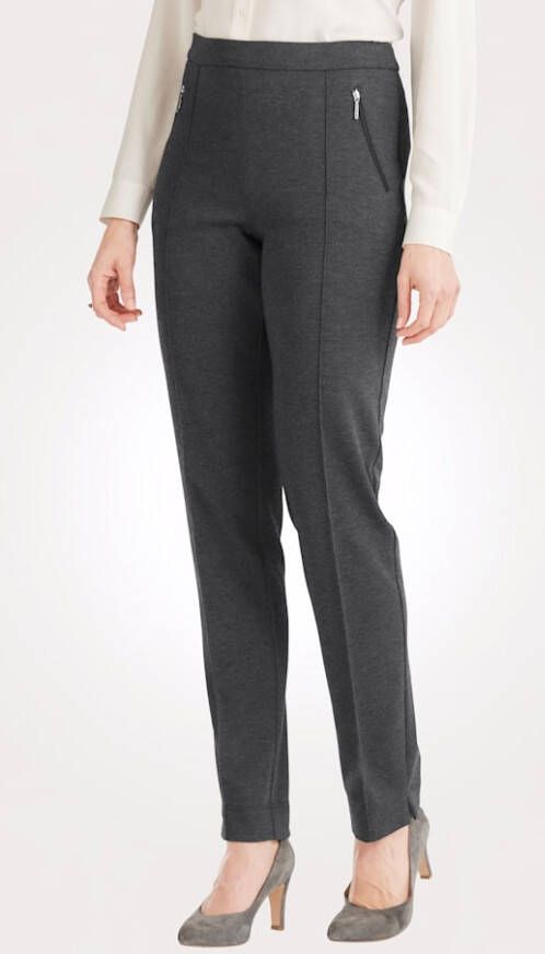 MONA Instapbroek met biesjes Grijs