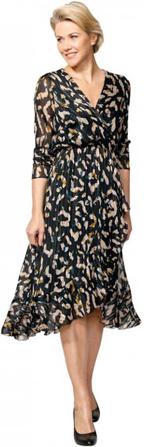 MONA Jurk in wikkellook Antraciet/Mais