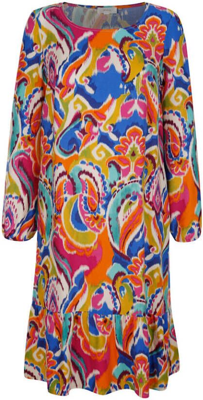 MONA Jurk met abstracte print in vrolijke kleuren Multicolor