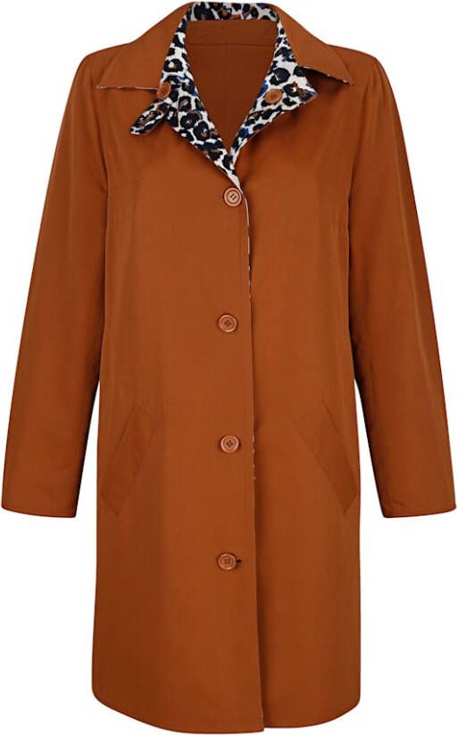 MONA Keerbare jas met animalprint Karamel/Ecru/Blauw