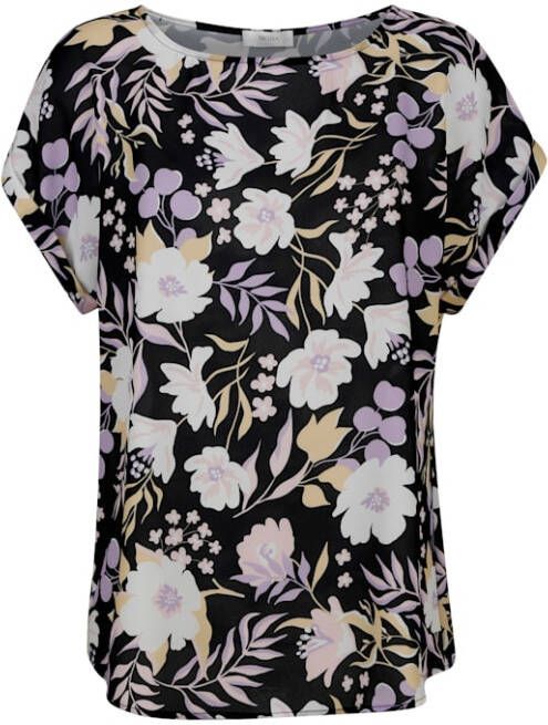 MONA Shirt met bloemenprint Zwart/Paars