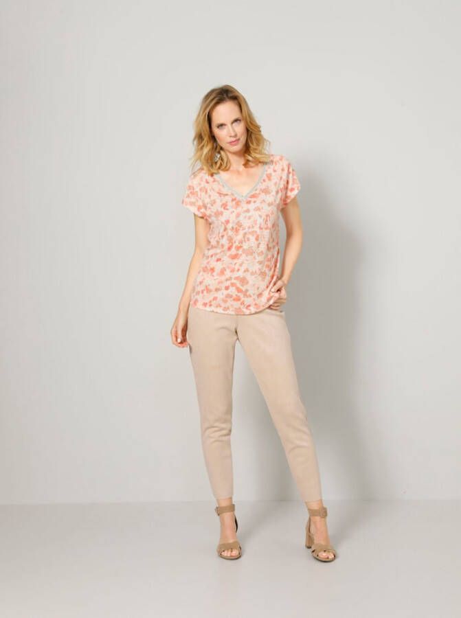 MONA Shirt met sierband Perzik/Apricot