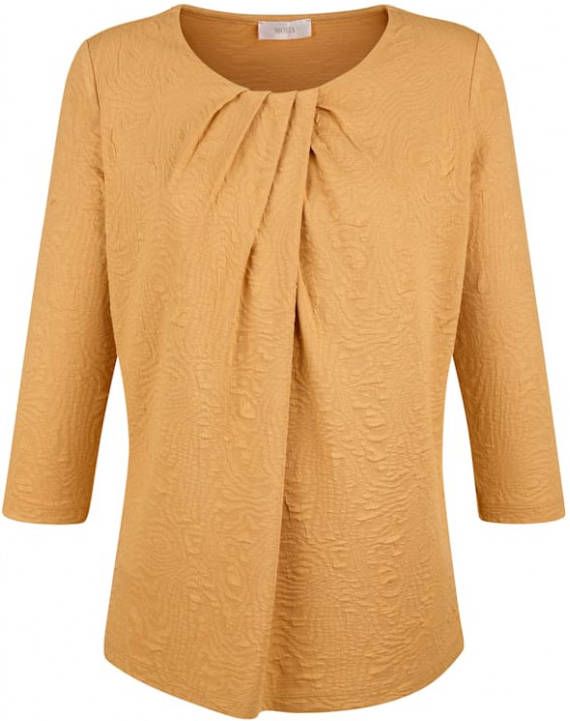 MONA Shirt van zacht structuurmateriaal Okergeel