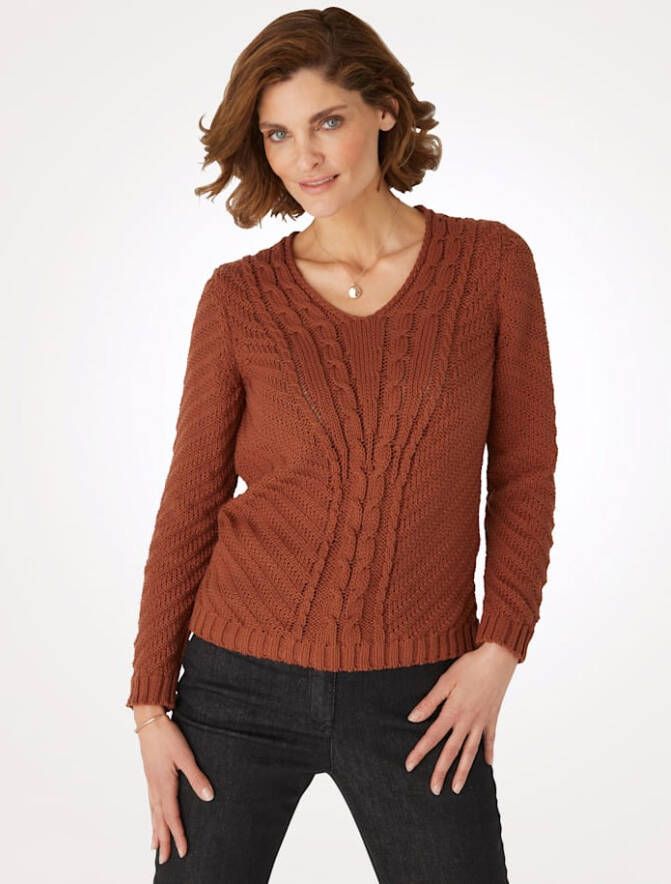 MONA Trui met structuurpatroon Terracotta