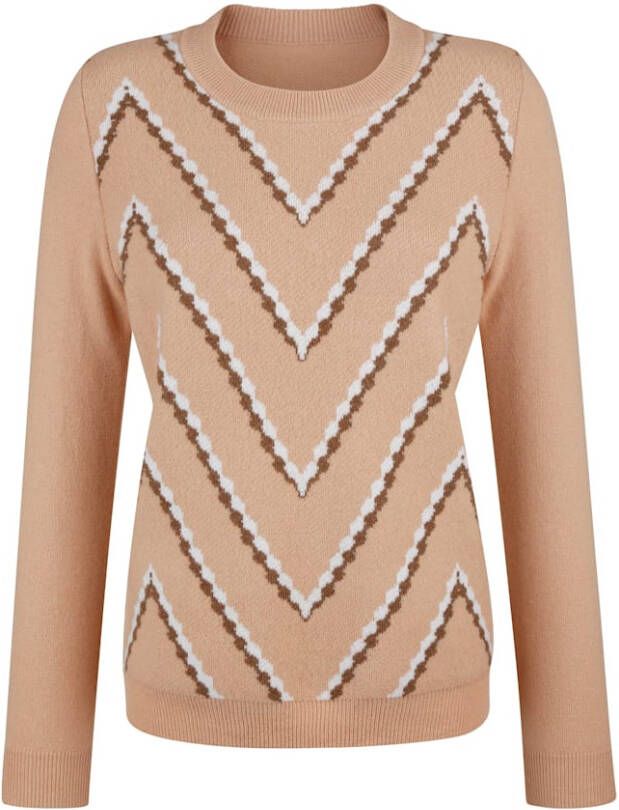MONA Trui met zacht kasjmier Camel/Ecru/Karamel