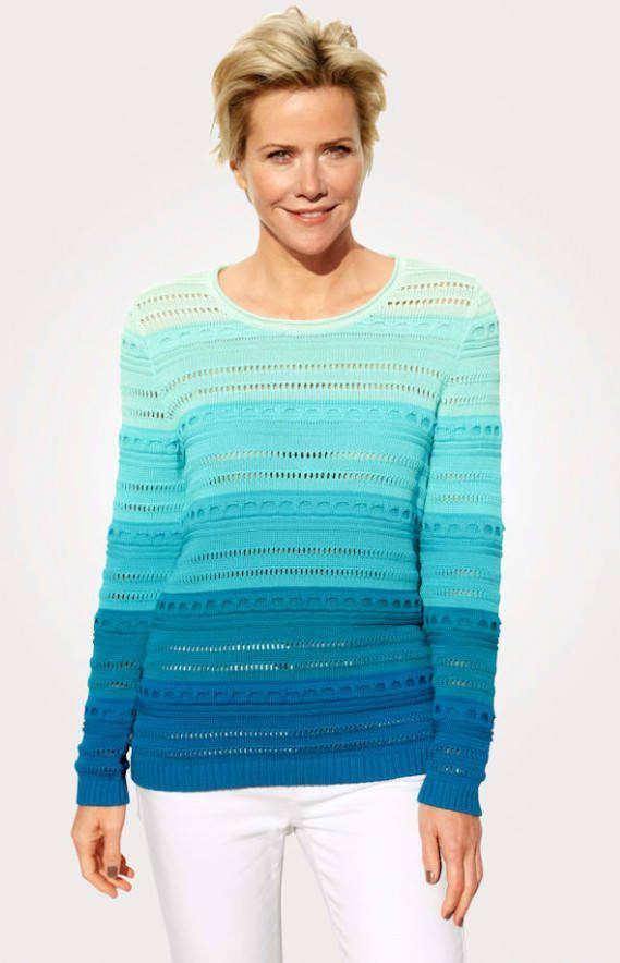 MONA Trui van Pima katoen Mint/Turquoise/Petrol