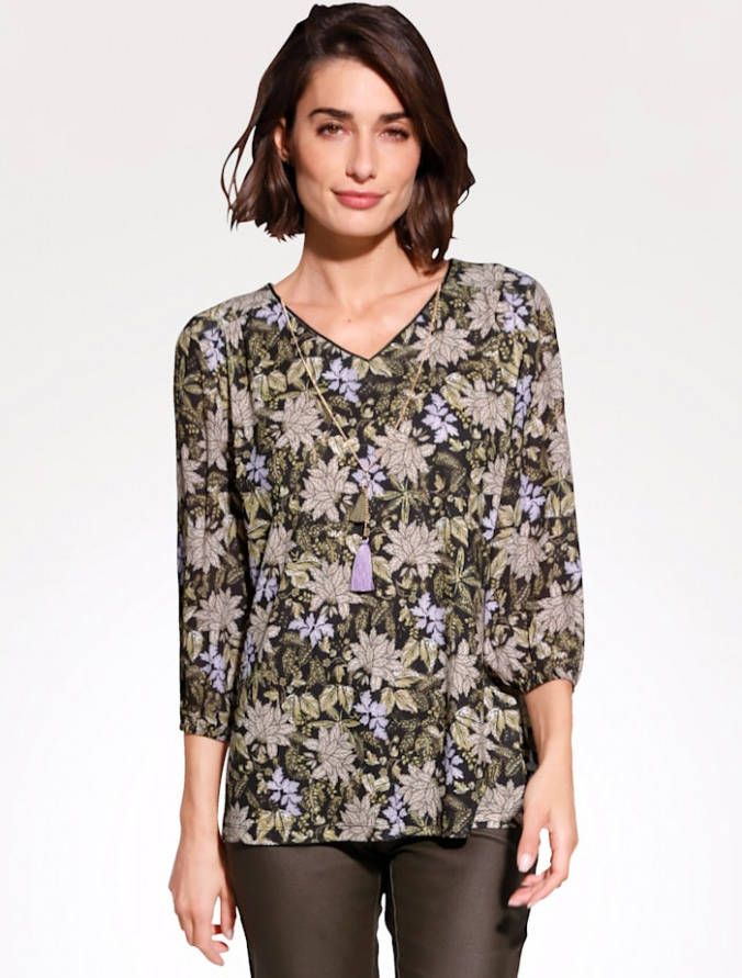 MONA Tuniek met decoratieve afneembare ketting Olijf/Terracotta