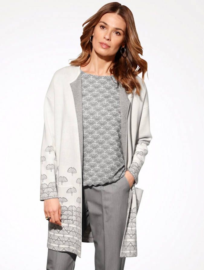 MONA Vest met zachte touch Ecru/Grijs