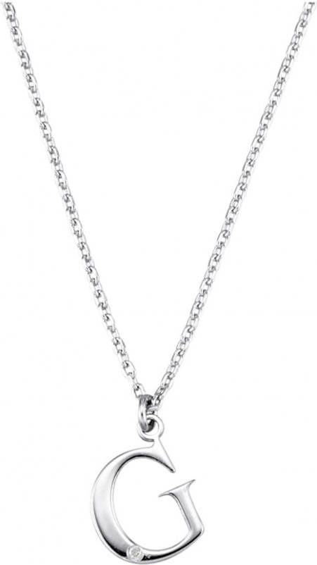 KLiNGEL Collier Letter G met diamant Zilverkleur