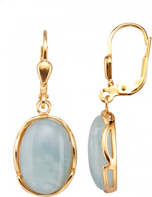 KLiNGEL Oorbellen met aquamarijn Goudkleur