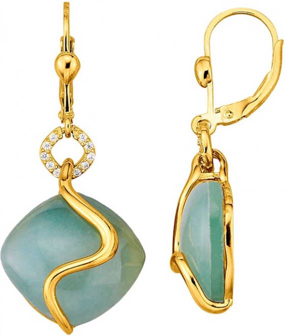 KLiNGEL Oorbellen Met aventurijn kwarts doubletten Goudkleur