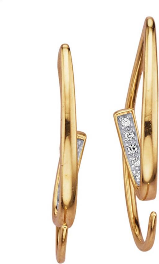 KLiNGEL Oorbellen met diamanten, 9 kt. Bicolor