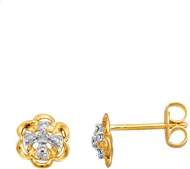 KLiNGEL Oorstekers met diamanten Geelgoudkleur