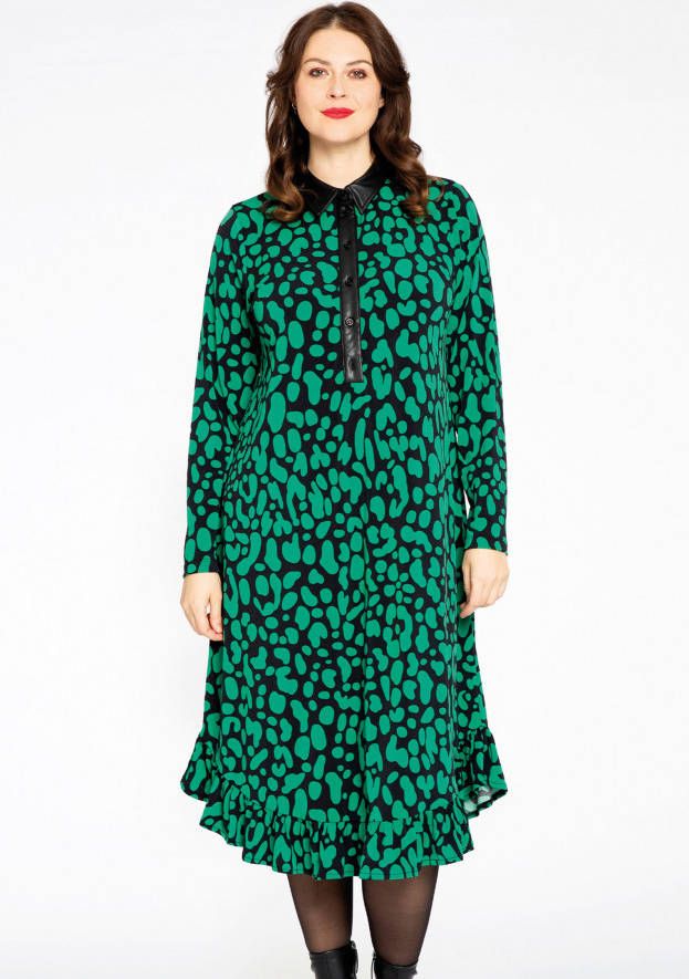 Yoek Blouse jurk met volant BELLA 38/40 black