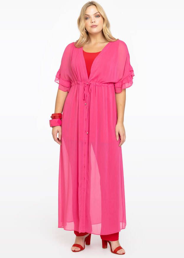 Yoek Cardi jurk met ruches VOILE 42/44 pink