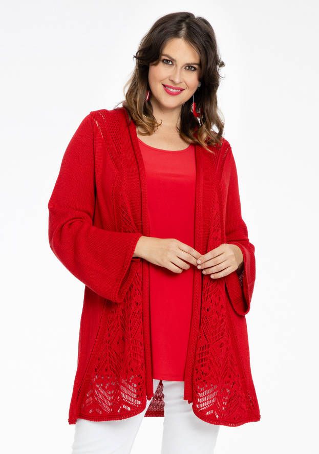 Yoek Cardigan AJOUR 38/40 red