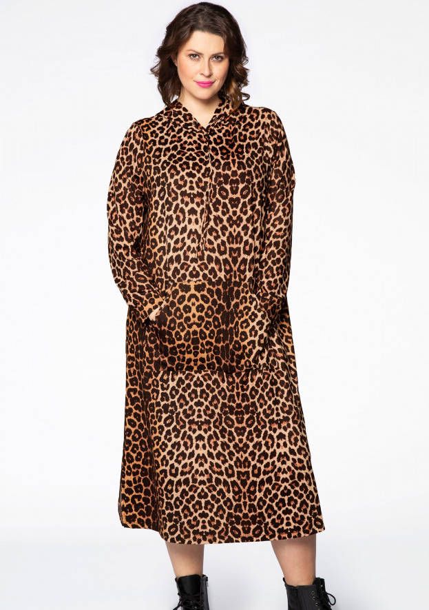 Yoek Jurk met capuchon LEOPARD 42/44 brown