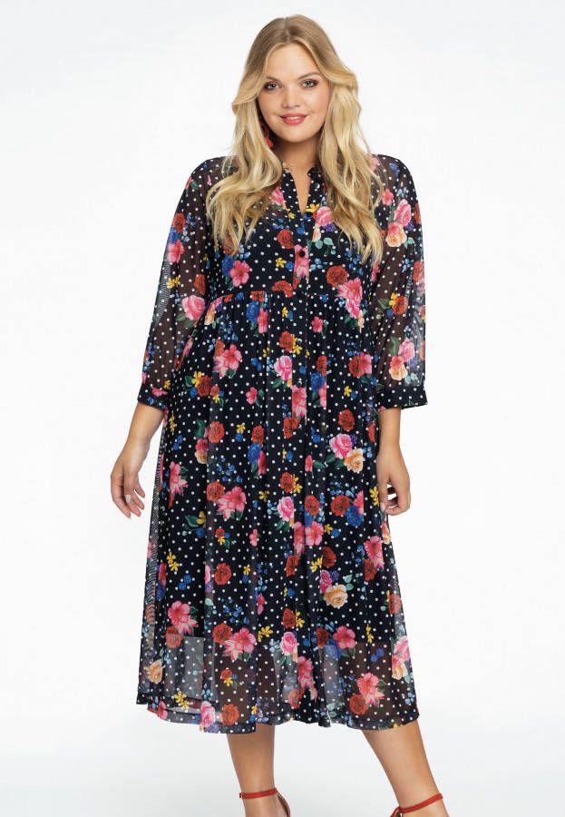 Yoek Jurk met knopen FLOWERDOT 38/40 black