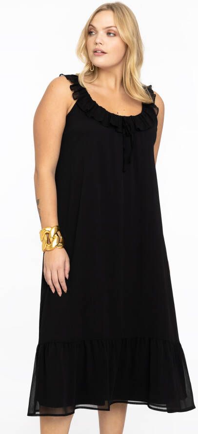 Yoek Jurk met ruches VOILE 42/44 black