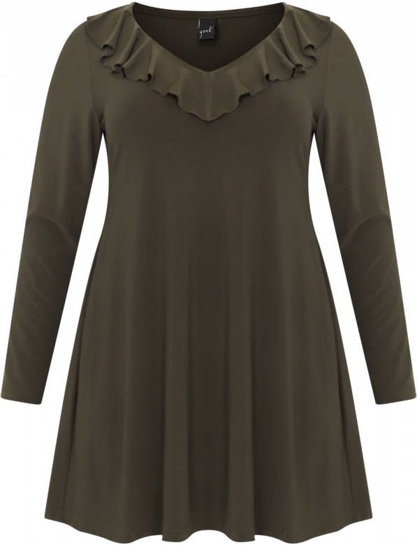 Yoek Tuniek wide bottom ruches DOLCE 46/48 dark green