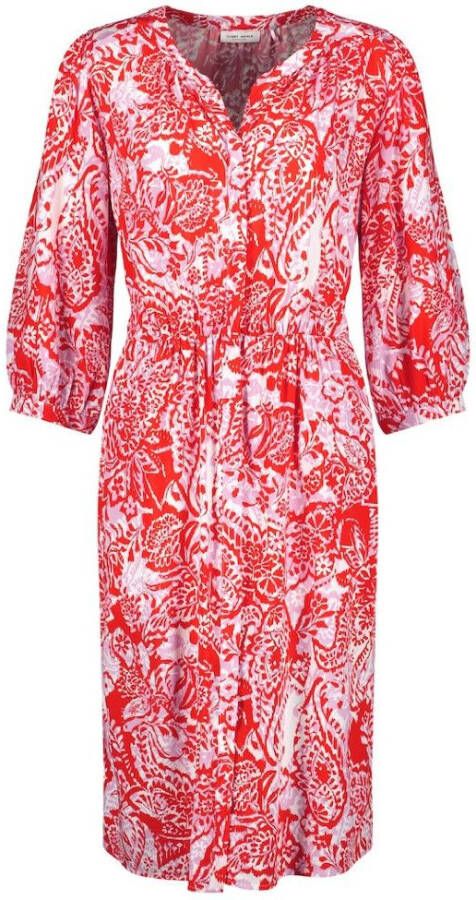 Gerry weber jurk korte mouw 180015 31450 ECRU/WEISS/ROT/ORANGE DRUCK